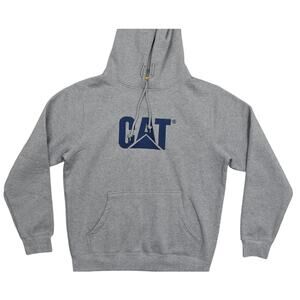 CAT Men's Gray Cotton Blend Pullover Solid Hoodie Sweater Size M Long Sleeve